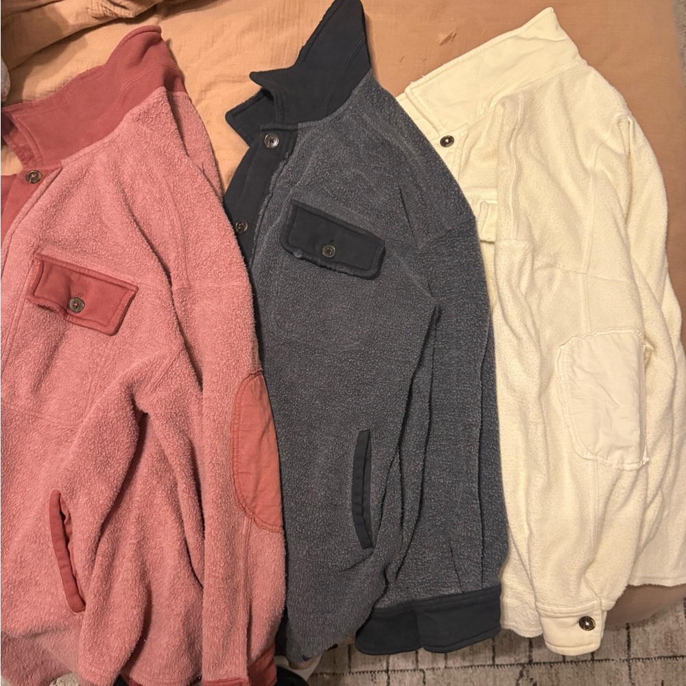 Free People Women's Teddy Jackets in Pink, Gray, and Cream